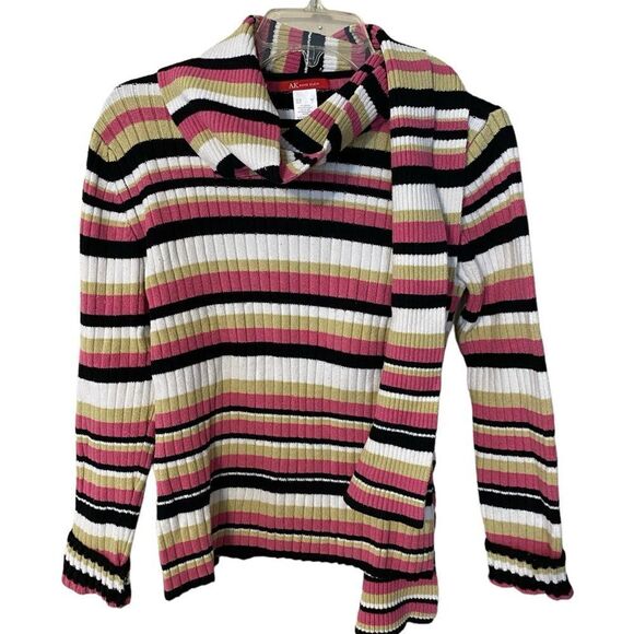 Anne Klein Womans striped rib knit sweater with matching scarf - Picture 1 of 6